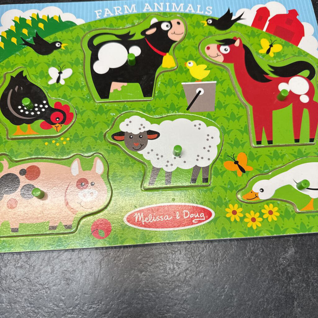 casse tete sur planche en bois - animaux de la ferme