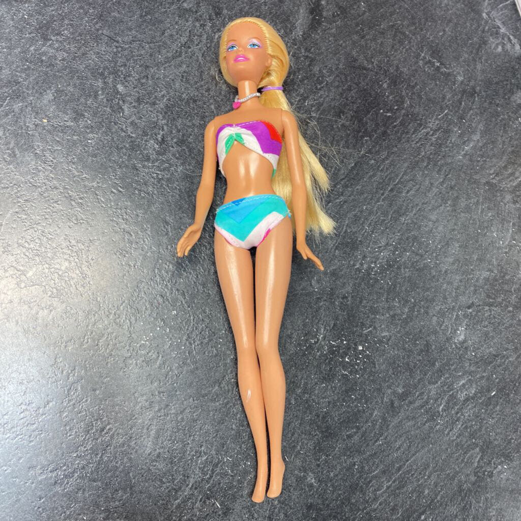 Poupee BARBIE chevaux blonde avec maillot 2 pcs + coller ( pas chaussures)