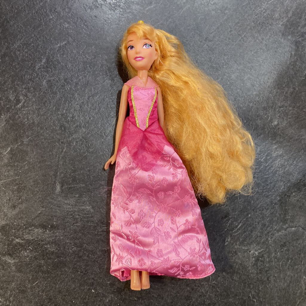 Pouppe style Barbie Princesses AURORA robe rose + couronne (pas chaussures)