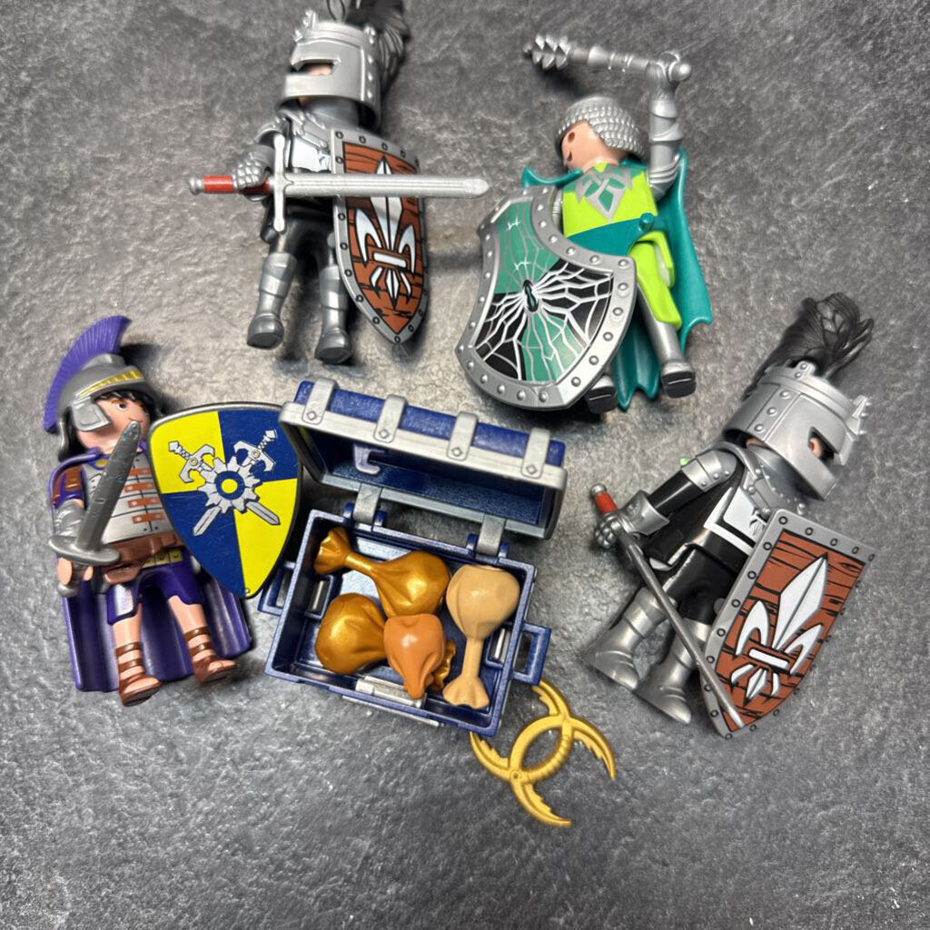 Lot de 4 figurines CHEVALIERS tresor + access