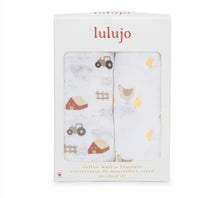 Charger l'image dans la galerie, BASSE-COUR et POULE ET POUSSINS - Paquet de 2 Couvertures legeres OU pour emmailloter - Swaddling blanket VINTAGE BARNYARD + HEN and CHICK
