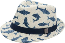 Charger l'image dans la galerie, Chapeau de paille FEDORA REQUINS et facteur de protection contre les rayons UV 50 pour 4-6 ans

