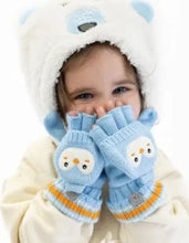 Charger l'image dans la galerie, 2 en 1 Gant et mitaine 3D PENGUIN finguerless - gant sans doigts 2-4 ans
