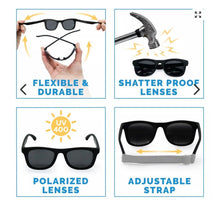 Charger l'image dans la galerie, Lunettes de soleil polarisées flexibles UV-400 avec sangle pour bébé et enfant NAUTICAL RED 6 ans et +
