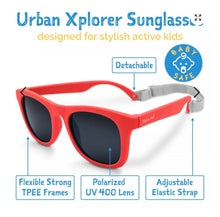 Charger l'image dans la galerie, Lunettes de soleil polarisées flexibles UV-400 avec sangle pour bébé et enfant NAUTICAL RED 6 ans et +
