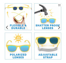 Charger l'image dans la galerie, Lunettes de soleil polarisées flexibles UV-400 avec sangle pour bébé et enfant LEMONADE AURORA 6 ans et +
