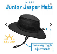 Charger l'image dans la galerie, Chapeau JASPER Black - 50+ UPF 100% coton - Ajustable XL - 5-12 ans et +

