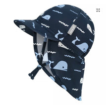 Charger l'image dans la galerie, Bonnet chapeau été à rabat en Nylon et Spandex NAVY WHALE TALES - 0-3 mois
