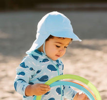 Charger l'image dans la galerie, Bonnet chapeau été à rabat en coton BABY BLUE - 3-6 mois
