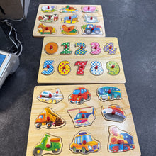 Charger l'image dans la galerie, lot de 3 casse tete sur planches en bois-chiffres , animaux
