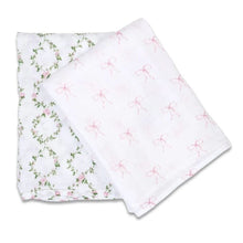 Charger l'image dans la galerie, BOUCLES et ROSES - Paquet de 2 Couvertures legeres OU pour emmailloter - Swaddling blanket BOWS - ROSE TRELLIS

