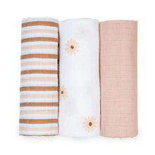 Charger l'image dans la galerie, DAISIES FLEURS - Paquet de 3 Couvertures legeres OU pour emmailloter - Swaddling blanket
