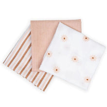 Charger l'image dans la galerie, DAISIES FLEURS - Paquet de 3 Couvertures legeres OU pour emmailloter - Swaddling blanket
