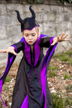Charger l'image dans la galerie, DEGUISEMENT 2 pcs Robe Vilaine + chapeau cornes - Villain Princess Dress &amp; Headpiece - 5-6 ans
