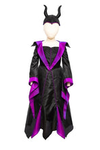 Charger l'image dans la galerie, DEGUISEMENT 2 pcs Robe Vilaine + chapeau cornes - Villain Princess Dress &amp; Headpiece - 5-6 ans
